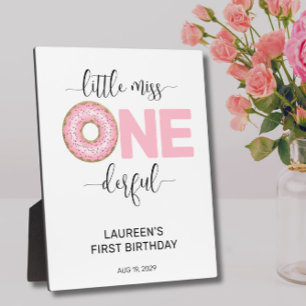 Pink Sweet Little MIss 1st Birthday Plaque
