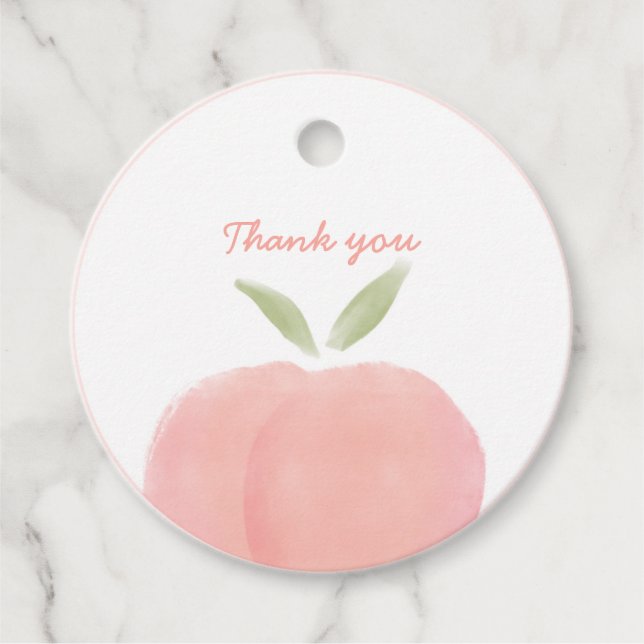Pink Sweet Little Peach Round Favour Tag (Front)