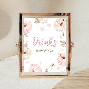 Pink Sweet Little Pumpkin Drinks Sign