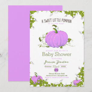 Pink Sweet little pumpkin vine Baby Shower Invite