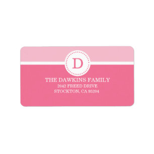 Pink Sweet Monogram Custom Monogrammed Family Label