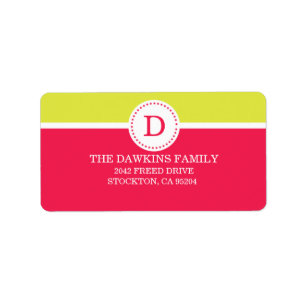 Pink Sweet Monogram Custom Monogrammed Family Label
