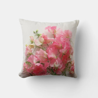 Pink sweet pea bouquet cushion