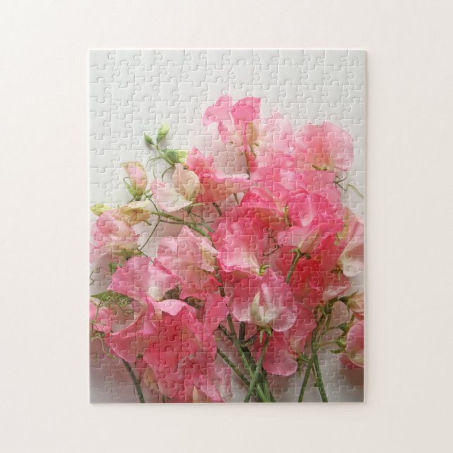Pink sweet pea bouquet jigsaw puzzle (Vertical)