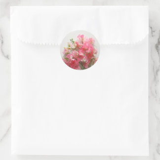 Pink sweet pea bouquet wedding classic round sticker