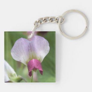 Pink Sweet Pea Flower Keychain