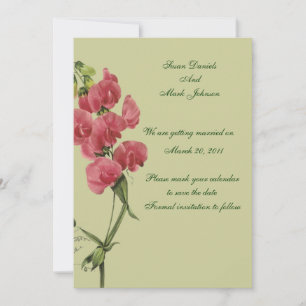 Pink Sweet Pea Flower Wedding Save The Date