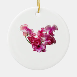 Pink Sweet Pea Heart Ceramic Ornament