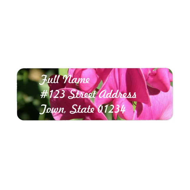 Pink Sweet Pea Mailing Label Return Address Label (Front)