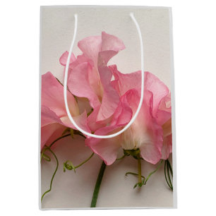 Pink sweet peas close up medium gift bag