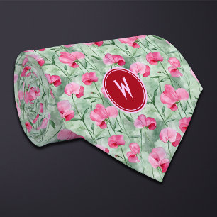 Pink Sweet Peas Floral Tie