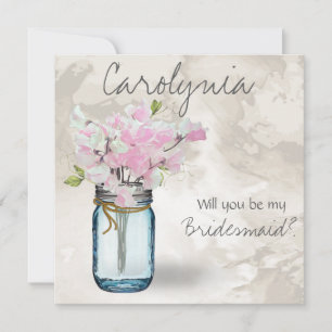 PINK SWEET PEAS VINTAGE MASON JAR WATERCOLOR INVITATION