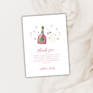 Pink Sweet Poppin Champagne Bottles Baby Shower Thank You Card
