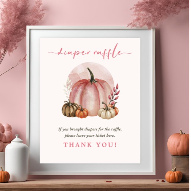 Pink Sweet Pumpkin Baby Girl Shower Diaper Raffle Poster (Creator Uploaded)