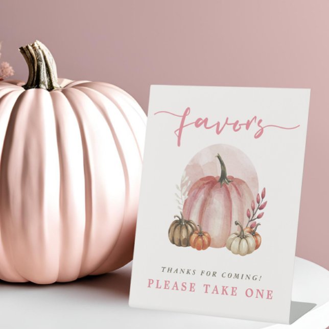 Pink Sweet Pumpkin Baby Girl Shower Favours Pedestal Sign (Creator Uploaded)