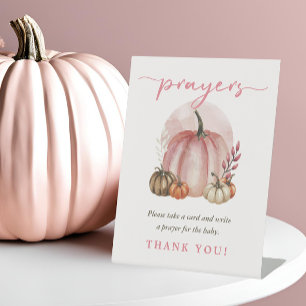 Pink Sweet Pumpkin Girl Shower Prayers For Baby Pedestal Sign