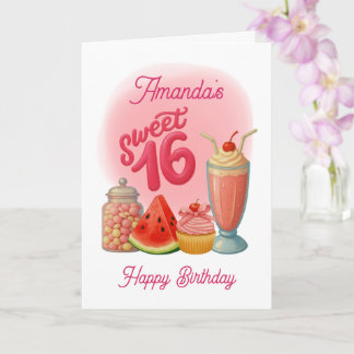 Pink Sweet Sixteen Birthday Card