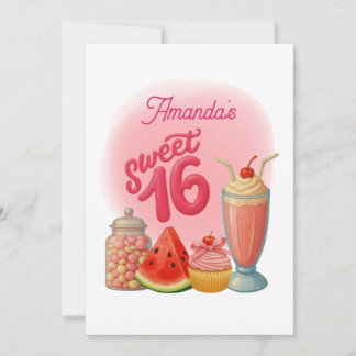 Pink Sweet Sixteen Birthday Invitation
