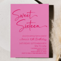 Pink Sweet Sixteen Minimal 16th Birthday Party