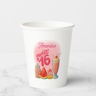 Pink Sweet Sixteen Paper Cups