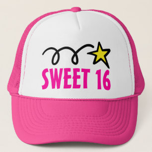 Pink sweet sixteen party hat for 16th birthday