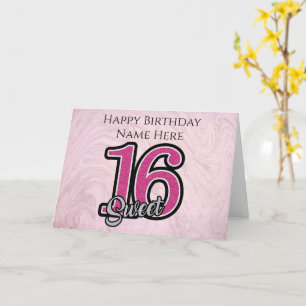 Pink Sweet Sixteen Personalised Birthday Card