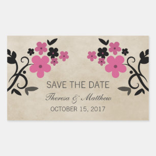 Pink Sweet Vintage Floral Save the Date Stickers