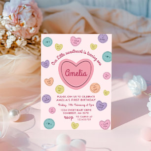 Pink Sweetheart Candy Valentine Birthday Invitation