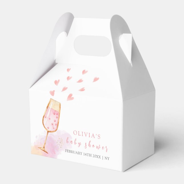 Pink Sweetheart Champagne Valentines Baby Shower Favour Box (Front Side)