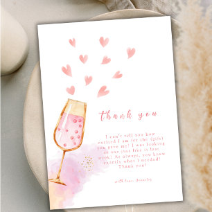 Pink Sweetheart Champagne Valentines Baby Shower Thank You Card