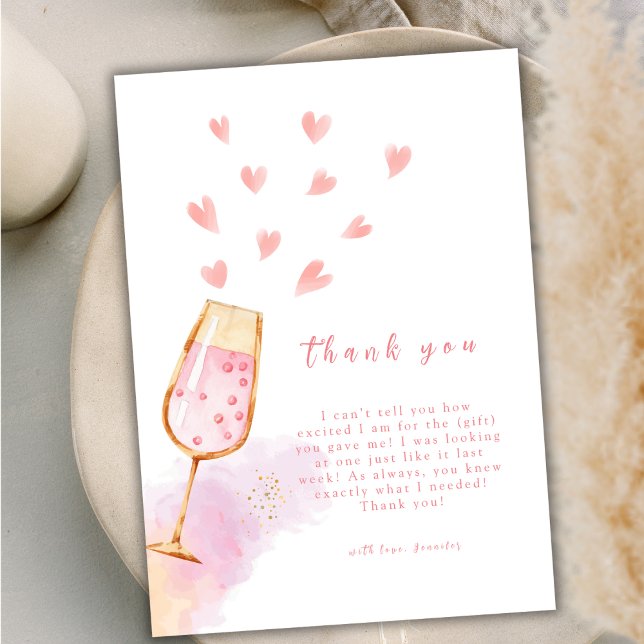 Pink Sweetheart Champagne Valentines Baby Shower Thank You Card (Pink Sweetheart Champagne Valentines Baby Shower Thank You Card)
