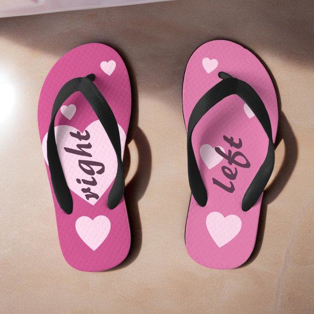 Pink Sweetheart  Fun Asymmetrical Kid's Thongs (Pink Sweetheart Fun Asymmetrical Kid's Flip Flops)
