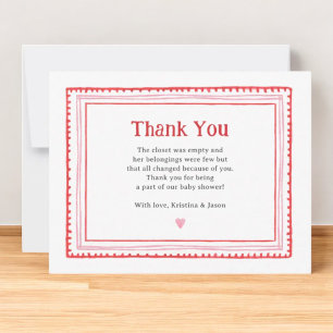 Pink Sweetheart Girl Baby Shower Thank You Card