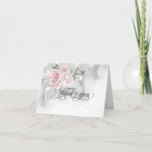 Pink Sweetheart Roses BarefootBride™ Thank You Card