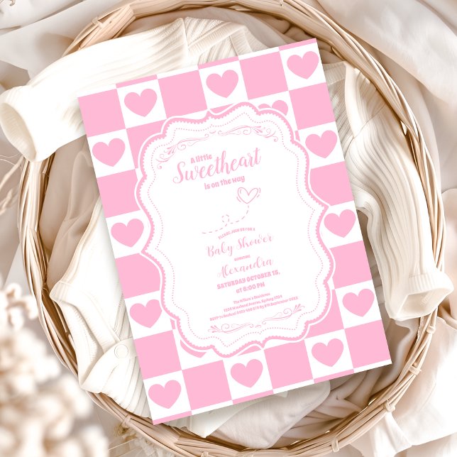 Pink Sweetheart Valentine's Day Baby Shower Invitation (Creator Uploaded)