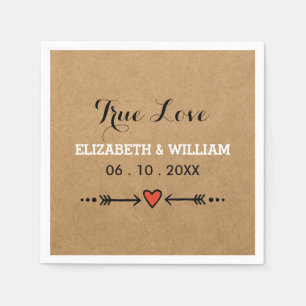 Pink Sweethearts & Arrows Rustic Wedding True Love Napkin