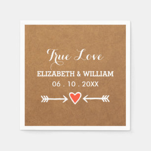 Pink Sweethearts & Arrows White Wedding True Love Napkin