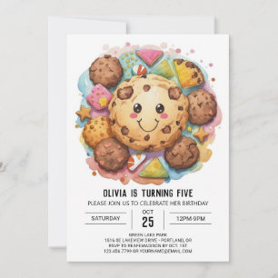 Pink Sweets Editable Cookies Birthday Invitation