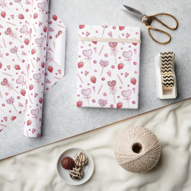 Pink Sweets Valentine's Day Wrapping Paper (Crafts)