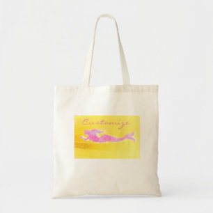 pink swimming mermaid tote bag