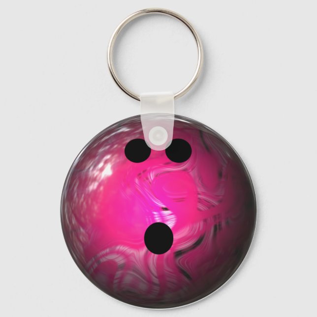 Pink Swirl Bowling Ball Key Ring (Front)