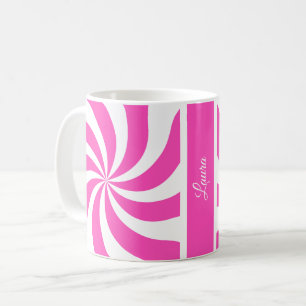 Pink Swirl Candy Personalized Custom Name Mug