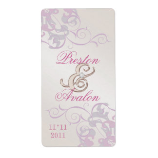 Pink Swirl Champagne Jewelled Wine Label