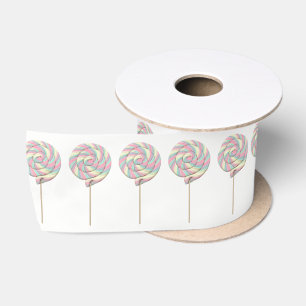 Pink Swirl Lollipop Ribbon - 3'' Satin Ribbon