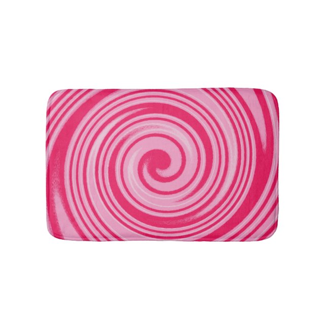 Pink swirl pattern bath mat (Front)
