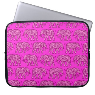 Pink Swirling Elephant Pattern Laptop Sleeve