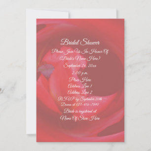 Pink Swirling Rose Flower Bridal Shower  Invitation