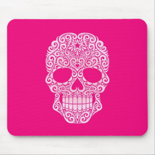 Pink Swirling Sugar Skull Mouse Pad