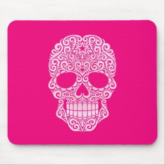 Pink Swirling Sugar Skull Mouse Pad