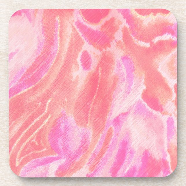 Pink Swirls Art Coaster Set (Front)